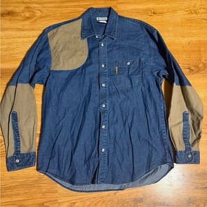 Vintage Columbia Denim Patch Shooting Hunting Button Up Men Medium